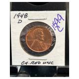 1948-D Lincoln Wheat Cent in Choice Red Uncirculat