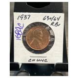 1937 Lincoln Wheat Penny CH UNC