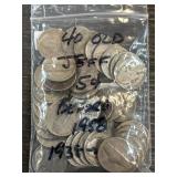 Bag of 40 Jefferson Nickels from 1938-1959