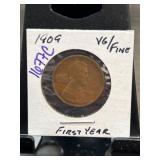 1909 Lincoln Wheat Cent V6/Fine Condition