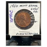 1950 Lincoln Cent Mint Error Coin