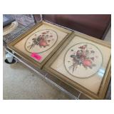 Framed Floral Prints in Oval Mats