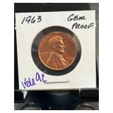 1963 Lincoln Cent Gem Proof Coin