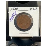 1908 Indian Head One-Cent Coin