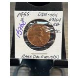 1955-S DDO-001 Lincoln Cent with Rare Die Errors