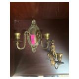 Brass Wall-Mounted Candle Holders