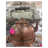 Vintage Copper Tea Kettle with Wood Handle