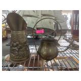 Brass Pitcher and Teapot Set with Decorative Desig