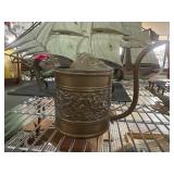 Ornate Brass Watering Can with Raised Floral Desig