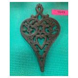 Cast Iron Trivet with Ornate Heart Design