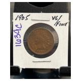1905 Indian Head Cent in VG/Fine Condition