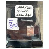 .999 Fine Silver Gram Bar in Plastic Sleeve