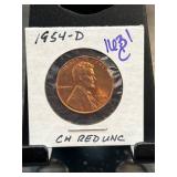 1954-D Lincoln Wheat Cent in Red UNC