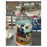 German Ceramic Beer Stein with Pewter Lid