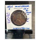 1954-S Lincoln Wheat Cent Mint Error