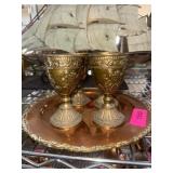 Four Goblets with Copper Plate
