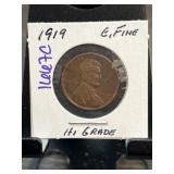 1919 Lincoln Wheat Cent in Fine Condition
