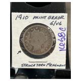 1910 Liberty Nickel With Mint Error