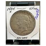 1934-S Peace Silver Dollar Key Date