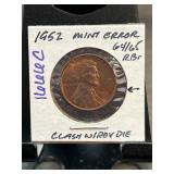 1952 Lincoln Cent Mint Error Coin