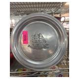 Wilton-Columbia Pewter Plate with Ship Design