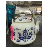Blue and White Teapot with Floral Design