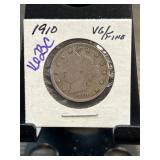 1910 Liberty Head Nickel in VG/Fine Condition