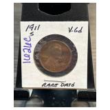 1911-S Lincoln Wheat Cent in Holder