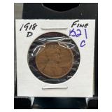 1918-D Lincoln Wheat Cent in Fine Condition
