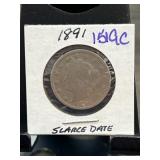 1891 Liberty Head V Nickel Coin