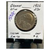 1926 Greece 2 Drachmai Coin in EF Inc.