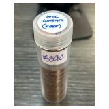 Tube of UNC Wheat Pennies With Labeling