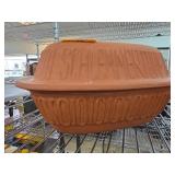 Clay Roasting Pan with Embossed Text