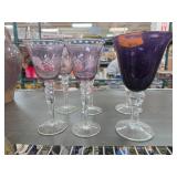 Purple Etched Glass Goblets
