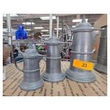 Three German Pewter Pitchers