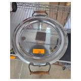 Round Metal Tray with Wood Handles