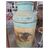 Decorative Metal Milk Can with Patriotic Motif