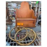 Wooden Box and Brass Rings with Decorative Holders