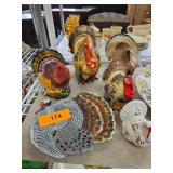 Ceramic Turkey Figurines and Plates