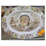 Oval Turkey-Themed Ceramic Platter