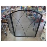 Black Metal Fireplace Screen With Mesh Design