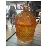 Imperial Glass Lidded Amber Container