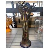 Iridescent Glass Vase with Fluted Edge