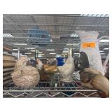 Ceramic Rooster Figurines and Assorted Religious a