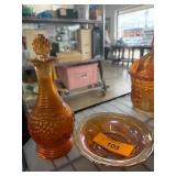 Iridescent Glass Decanter and Bowl Set