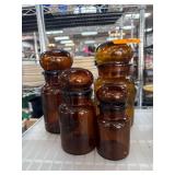 Amber Glass Apothecary Jars with Lids