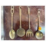 Four Brass Hanging Utensils