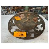 Cast Iron Duck Trivet with Decorative Design