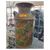 Decorative Milk Can with Collage Design
