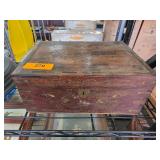 Wooden Chest with Decorative Inlays and Key